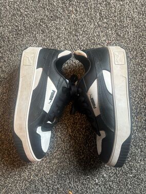 Puma Carina Street Mid Platform Sneakers - Black & White - Size 9